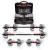 110lbs Adjustable Dumbbell Set – 3-in-1 Metal Barbell & Chrome Case
