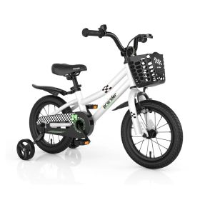 14 Inch White Kid's Bike with Training Wheels | Ages 3-5
