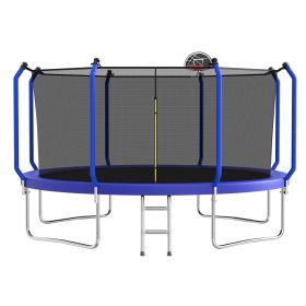 14FT Trampoline with Basketball Hoop – ASTM Approved Outdoor Net