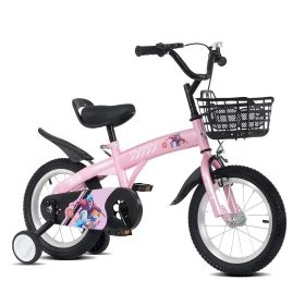16 Inch Pink Sporty Kids Bike with Training Wheels & Stand