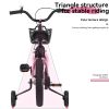 16 Inch Pink Sporty Kids Bike with Training Wheels & Stand