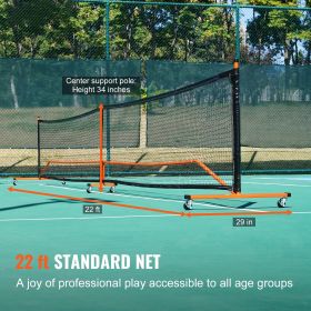 22FT Portable Pickleball Net Set w/ Wheels, Paddles & Lines