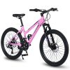 24" Girls & Women's Mountain Bike - 21 Speed & Dual Disc Brakes pink