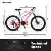 24" Girls & Women's Mountain Bike - 21 Speed & Dual Disc Brakes pink
