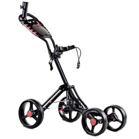4-Wheel Folding Golf Push Cart - Lightweight Bag Trolley