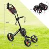 4-Wheel Folding Golf Push Cart - Lightweight Bag Trolley