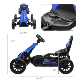 Kids Pedal Go Kart with Adjustable Seat Swing Axle Blue Outdoor Ride-on Toy
