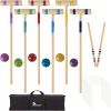 6-Player Outdoor Croquet Set – 28" Wooden Mallets & Carry Bag