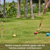 6-Player Outdoor Croquet Set – 28" Wooden Mallets & Carry Bag