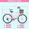26" 7-Speed Pink City Commuter Bike with Basket & Lock