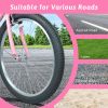 26" 7-Speed Pink City Commuter Bike with Basket & Lock