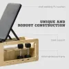 Wooden Workout Bench with Dumbbell Rack and Resistance Bands-Adjustable Incline Weight Bench for Home Gym
