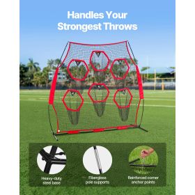 Red 8x8 Football QB Practice Net with 6 Target Pockets