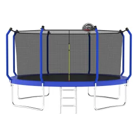 14FT Outdoor Trampoline with Basketball Hoop – ASTM Approved Reinforced Frame & Safety Enclosure Net