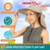Wide Brim Sun Hat with Neck Flap, UPF50 - Tan w/Bow