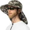 Wide Brim Sun Hat with Neck Flap, UPF50+ - Green Camo