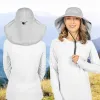 Wide Brim Sun Hat with Neck Flap, UPF50+ - Light Gray