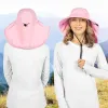 Wide Brim Sun Hat with Neck Flap, UPF50+ - Pink