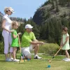 Six Player Croquet Set, 28'' Croquet Set with Wooden Mallets/Colored Ball/Wickets/Stakes