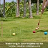 Six Player Croquet Set, 28'' Croquet Set with Wooden Mallets/Colored Ball/Wickets/Stakes