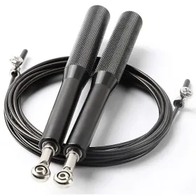 1pc Black PVC Adjustable Tangle Free Jump Rope – Aluminum Handles | Men & Women Fitness & Home Workout
