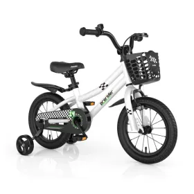 14 Inch Kid's Bike with 2 Training Wheels for 3-5 Years Old - white