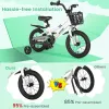 14 Inch Kid's Bike with 2 Training Wheels for 3-5 Years Old - white