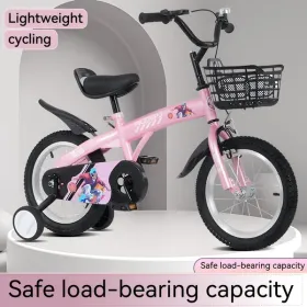 16 inch sporty kids bike with training wheels and stand Adjustable saddle Suitable for boys and girls aged 4-8 years tall Height 41-46 inches