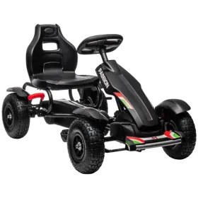 Outdoor Kids Pedal Go Kart Ride-On Toy Black with Adjustable Seat Handbrake Non-Slip Wheels for Boys Girls 5-12