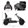 Outdoor Kids Pedal Go Kart Ride-On Toy Black with Adjustable Seat Handbrake Non-Slip Wheels for Boys Girls 5-12