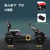 Outdoor Kids Pedal Go Kart Ride-On Toy Black with Adjustable Seat Handbrake Non-Slip Wheels for Boys Girls 5-12