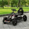 Outdoor Kids Pedal Go Kart Ride-On Toy Black with Adjustable Seat Handbrake Non-Slip Wheels for Boys Girls 5-12