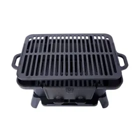 Portable Cast Iron BBQ Grill with Grate for Outdoor- Style A
