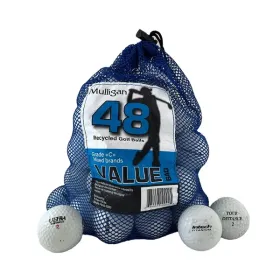 48-Pack Mixed White Recycled Golf Balls – C Grade, Eco-Friendly, Assorted Styles