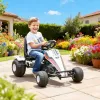 Pedal Go Kart Children Ride on Car Racing Style with Adjustable Seat, Plastic Wheels, Handbrake and Shift Lever, White