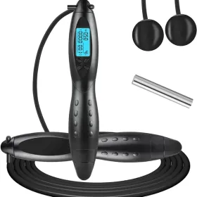 1pc Jump Rope With Digital Calorie Counter And Time Setting; Skipping Rope For Women Men Adults Kids Working Out Exercises Fitness Training - black