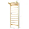 Wooden Swedish Ladder, Stall Bars Set for Physical Therapy & Gymnastics (with Adjustable Pull-up Bar)