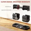 Adjustable Dumbbell Set of 22.5LB Set-1Sec -5 in 1 Free Weights Dumbbells Set with Effortless Tray/No-Slip Handle-Compact Size