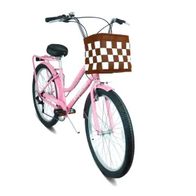 26 Inch 7-Speed City Commuter Bike with Lock & Detachable Basket High-Tensile Steel Frame - pink