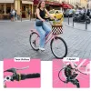 26 Inch 7-Speed City Commuter Bike with Lock & Detachable Basket High-Tensile Steel Frame - pink