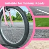 26 Inch 7-Speed City Commuter Bike with Lock & Detachable Basket High-Tensile Steel Frame - pink