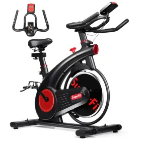 Stationary Exercise Bike with Silent Belt Drive, 20 lbs Flywheel, Multi Position Adjustment & Real Time Workout Feedback
