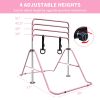 Pink Adjustable Kids Gymnastic Bar with Bear Rings
