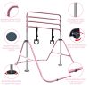 Pink Adjustable Kids Gymnastic Bar with Bear Rings