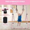 Pink Adjustable Kids Gymnastic Bar with Bear Rings