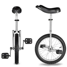 16" Fitness & Practice Unicycle – Steel Frame, Anti Slip Pedals & Padded Seat