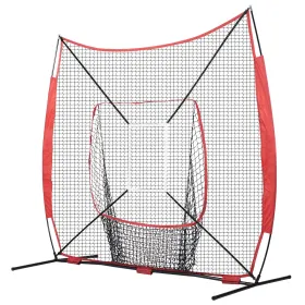 7x7 ft Baseball & Softball Practice Net – Portable Training Net for Hitting, Catching & Pitching with Bow Frame, Strike Zone, Tee, Ball & Collector