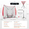 7x7 ft Baseball & Softball Practice Net – Portable Training Net for Hitting, Catching & Pitching with Bow Frame, Strike Zone, Tee, Ball & Collector