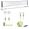 Adjustable Outdoor Game Set with Net – Badminton, Volleyball, Pickleball & Beach/Driveway Play | AOSOM