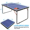 Indoor Outdoor Ping Pong Table 4.5ft – Foldable Portable Table Tennis Set with Net and Paddles